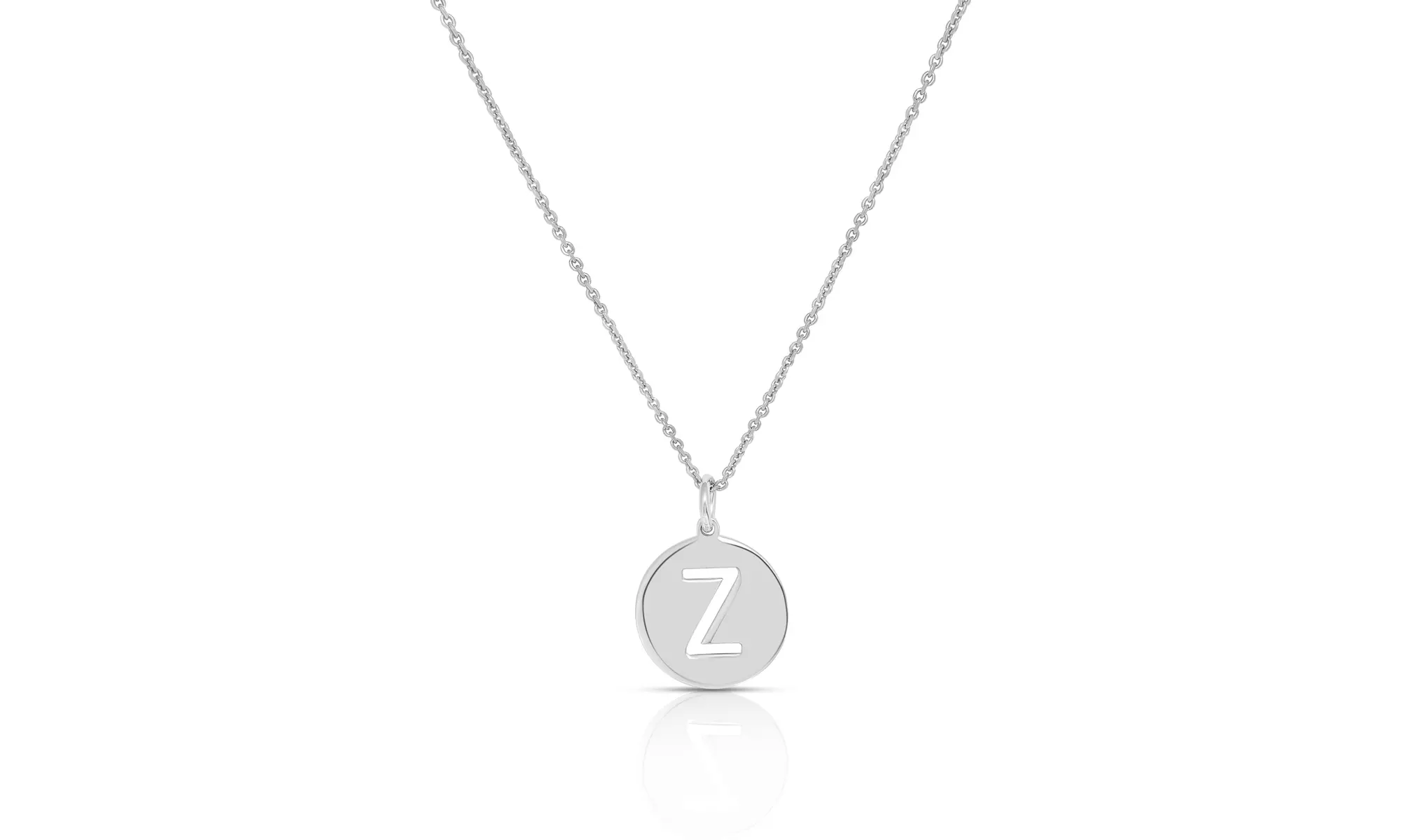 Polished Cut Out Initial Pendant Necklace in Sterling Silver  - Primary Image
