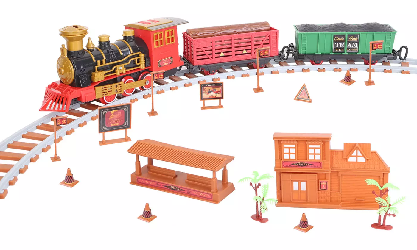 Christmas Train Toy Set Electric Train Railway w/ Sounds, Lights, & Smoke - Second Medium