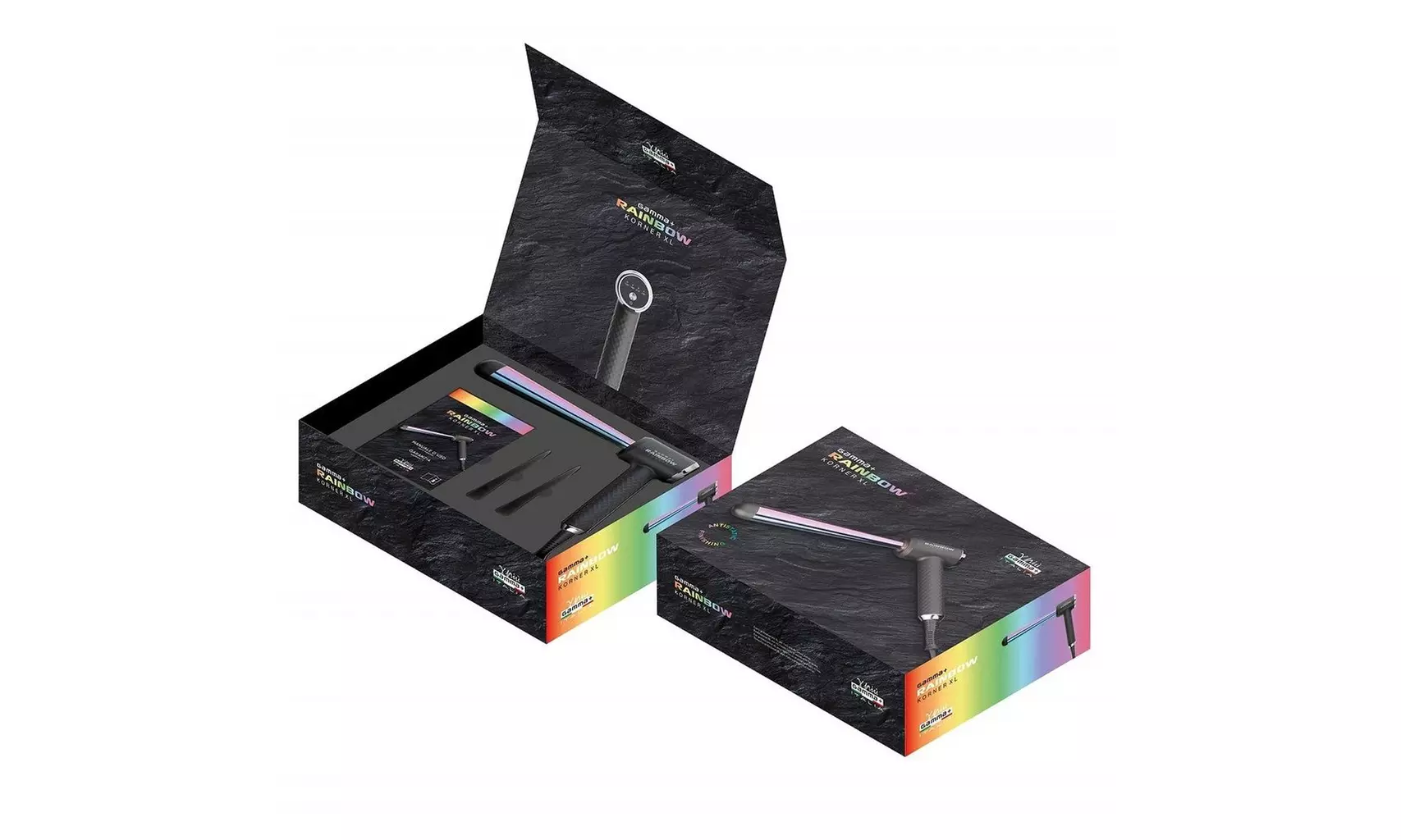 Gamma Professional Rainbow Korner XL Curling Iron Clampless Tapered Barrel - Second Medium