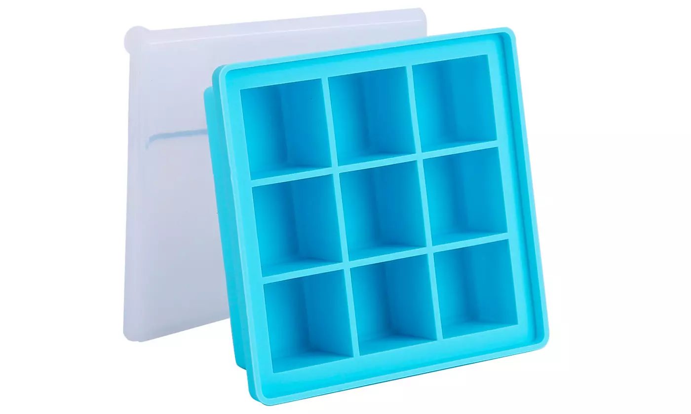 Silicone Ice Cube Tray Ices Jelly Maker Mold Trays with Lid for Whisky Cocktail