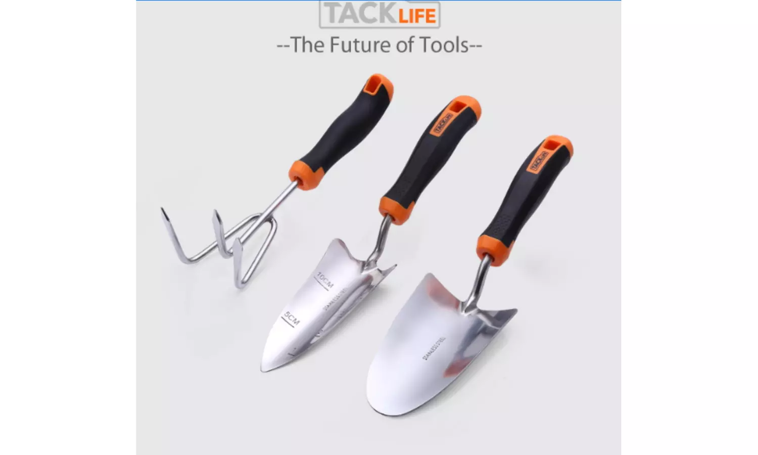 TACKLIFE Garden Tool Set, 3 Piece Stainless Steel Heavy Duty Garden Kit - GGT1A - Primary Image