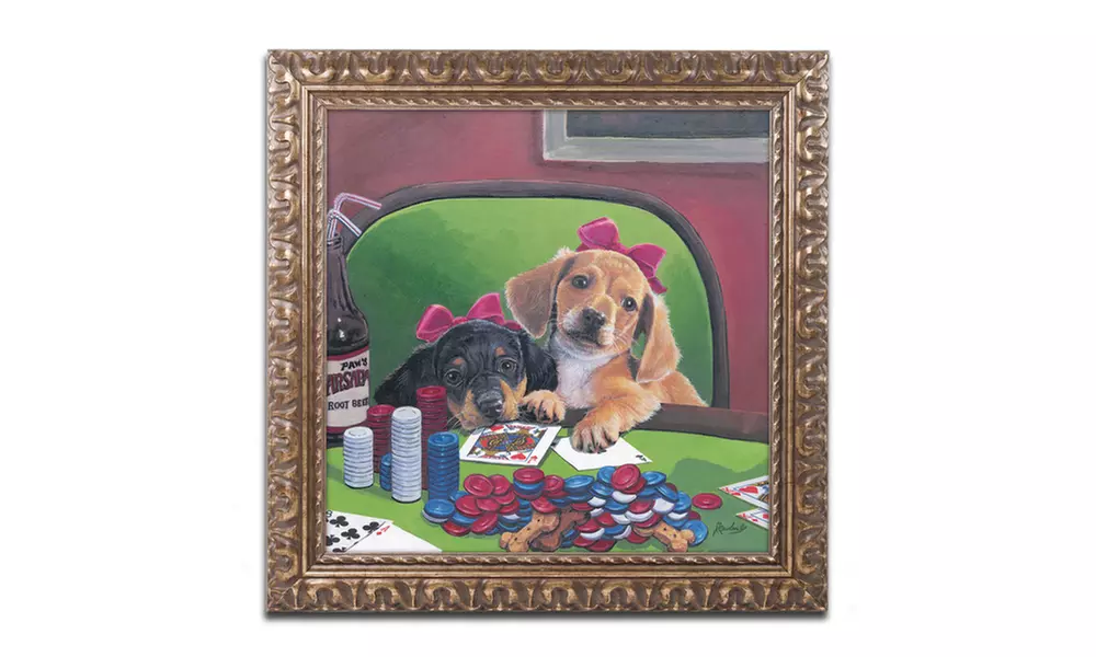 Jenny Newland 'Poker Dogs 3' Ornate Framed Art - Primary Image