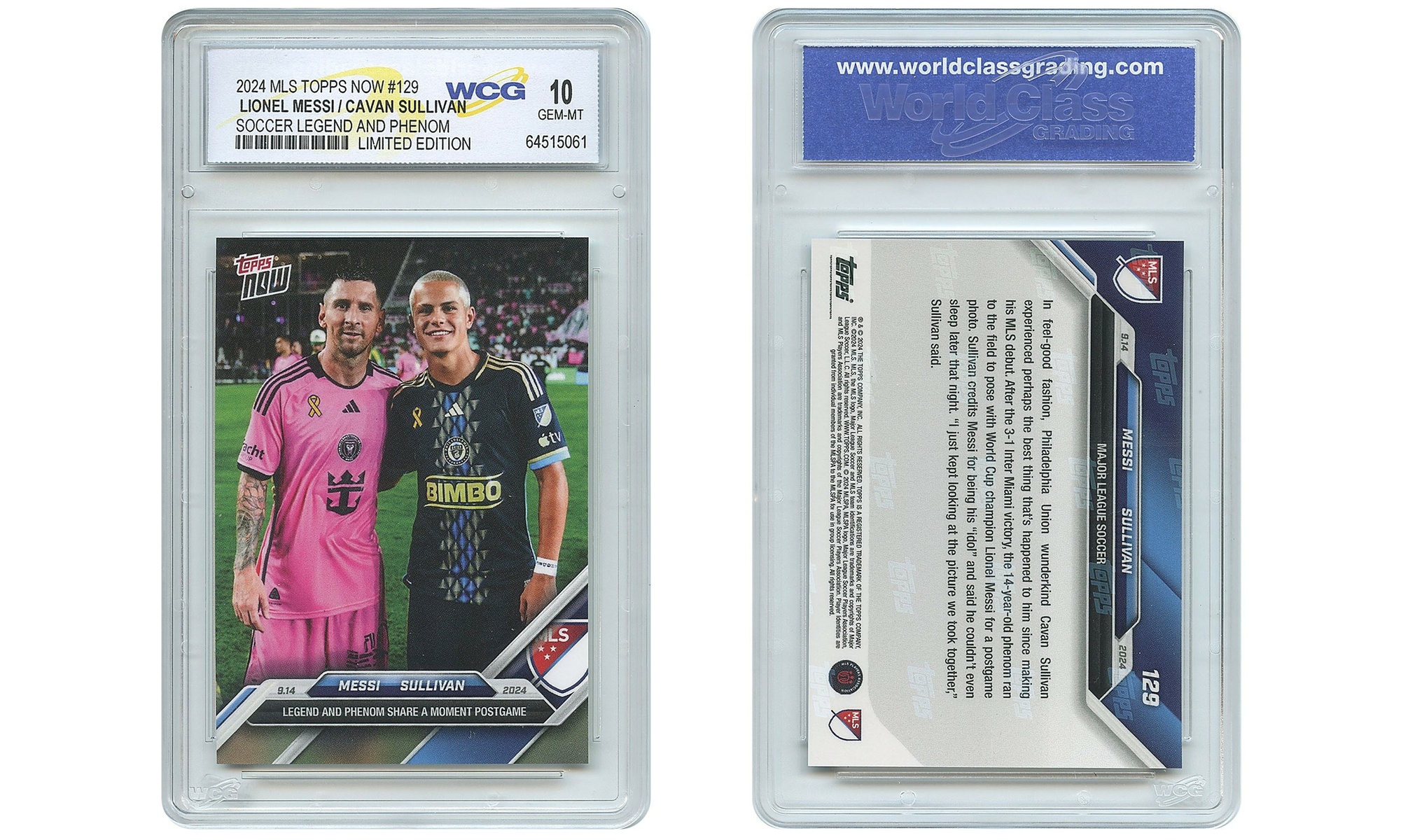 2024 Mls Topps Lionel Messi or Cavan Sullivan Legend and Phenom Card 