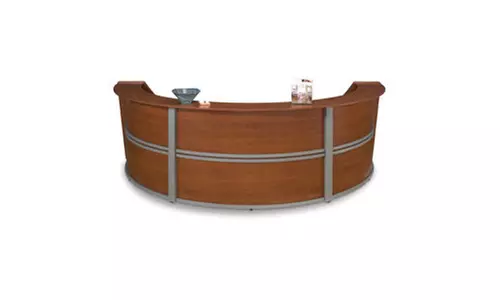 OFM 55293-CHY Triple Unit Curved Reception Station- Cherry - Second Medium