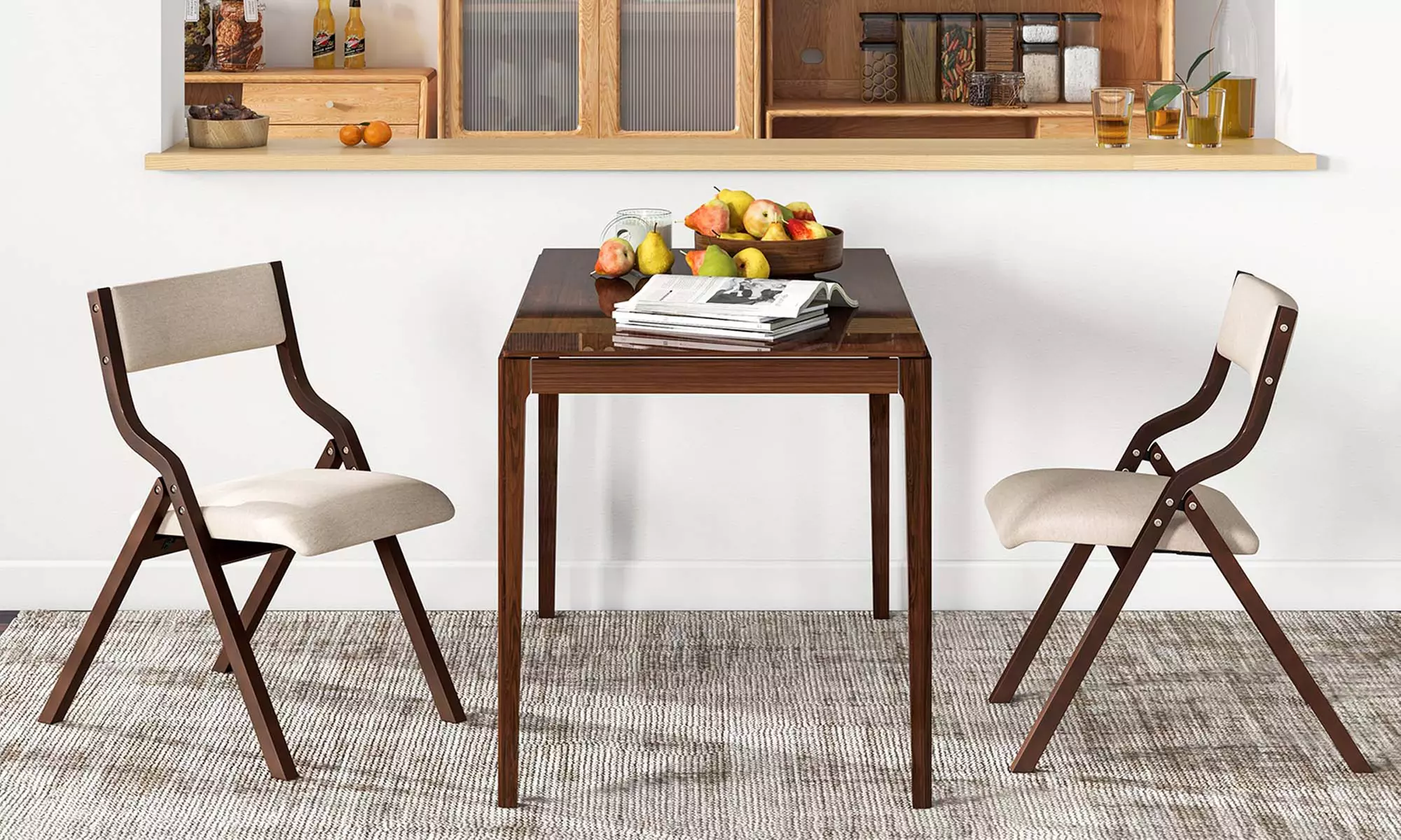 Costway Folding Dining Chair with Linen Padded Seat - Primary Image