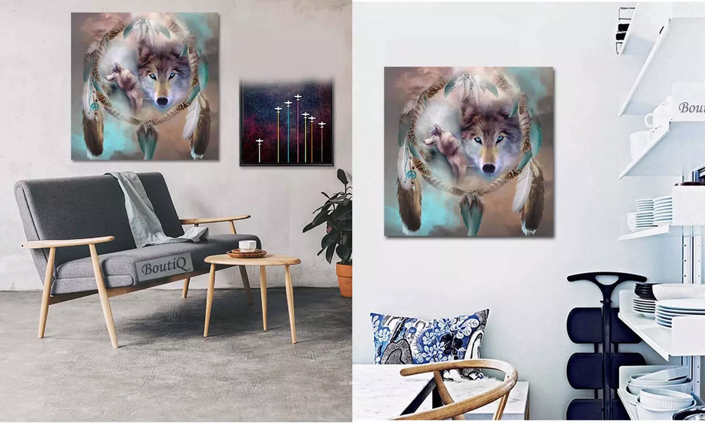 DIY 5D Gem Painting Wolf Dream Catcher Cross Stitch Kits Home Wall Decor Art - Primary Image