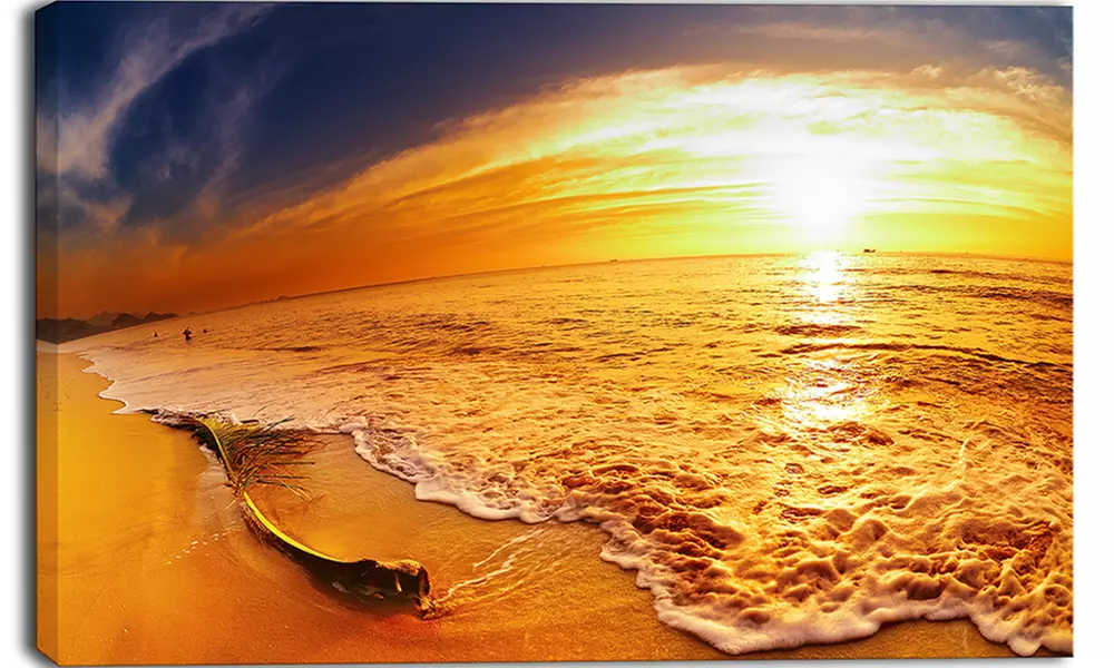Tropical Beach at Sunset - Photography Canvas Art Print - Primary Image