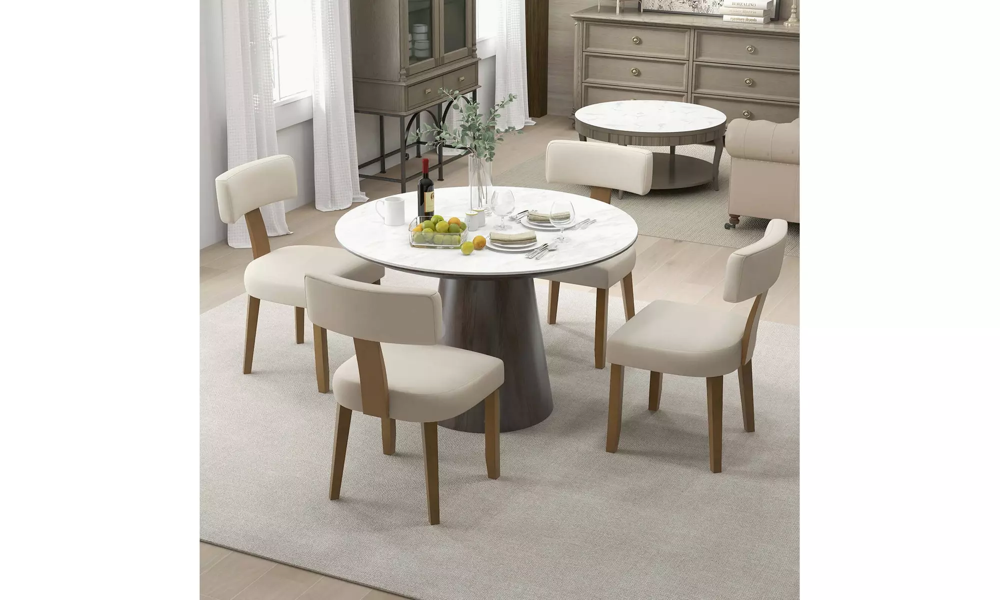 Costway 2/4 PCS Armless Dining Chairs w/ Curved Backrests & Padded Seat Cushions