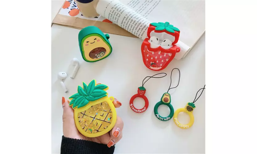 3D Fruit Cartoon Cover W/ Finger Loop Protective Earbuds Case For Apple Airpods  - Primary Image