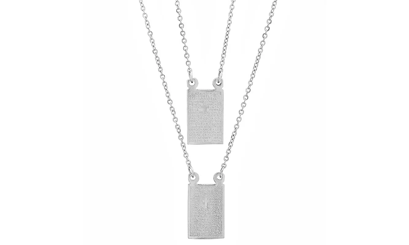 Men's Stainless Steel Reversible Scapular Necklace