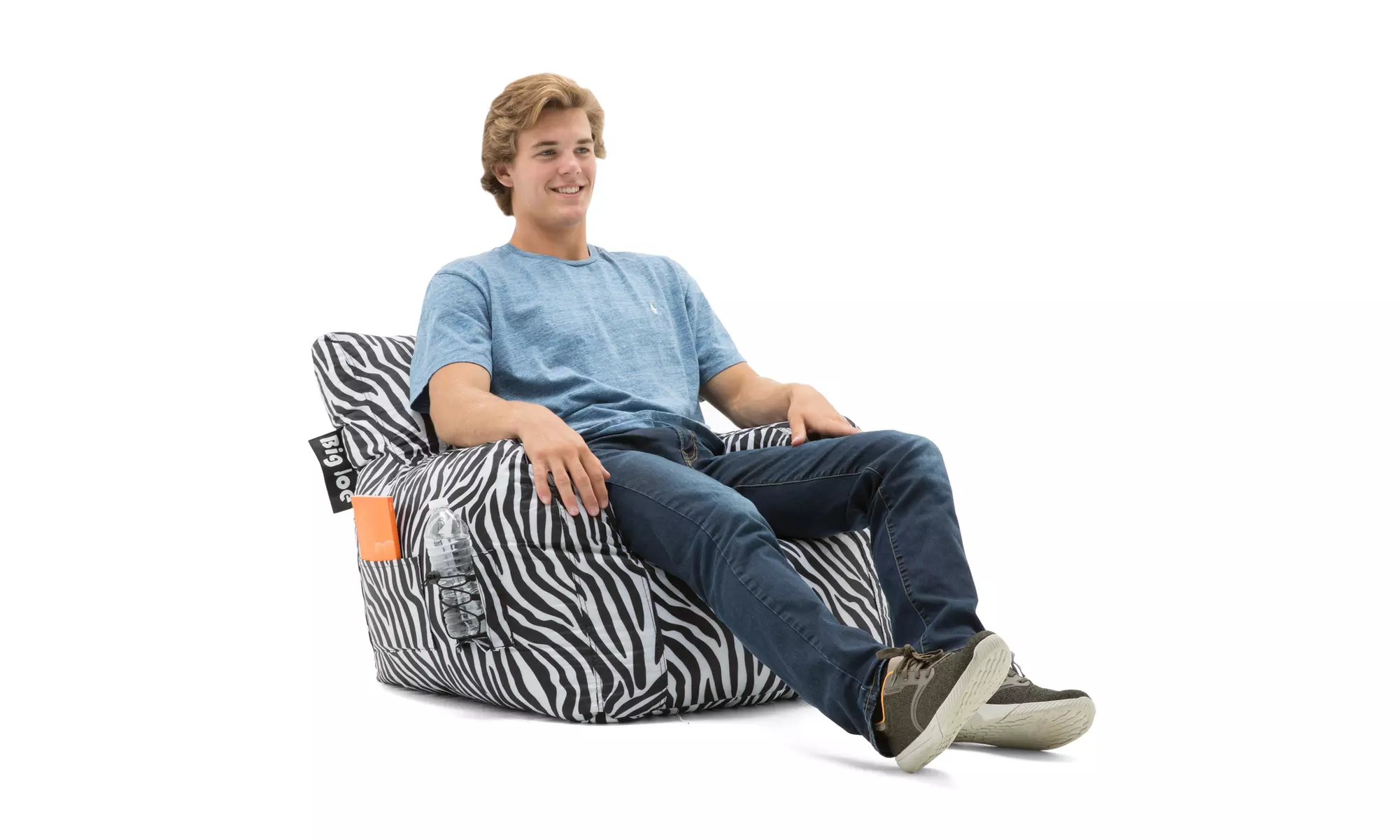 Big Joe Bean Bag Chair, Zebra - 33" x 32" x 25" - Primary Image