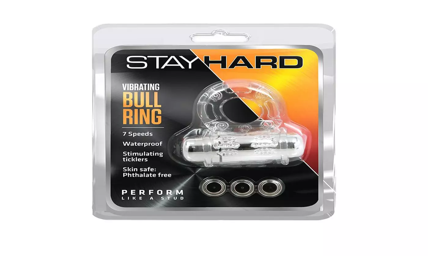 Stay Hard 10x Vibrating Bull Ring Clear - Primary Image