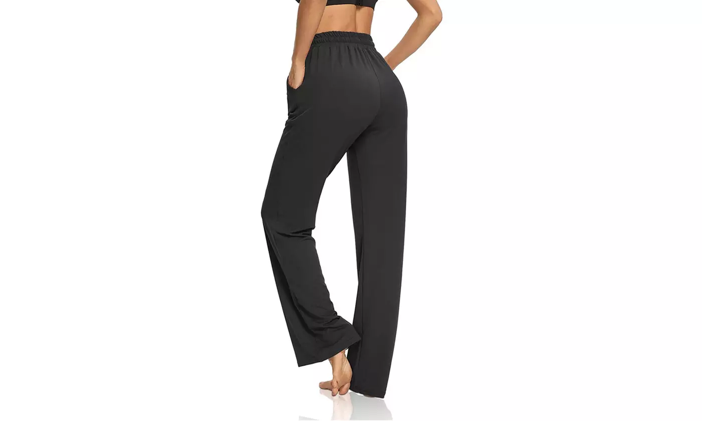 Womens Wide Leg Yoga Sweatpants Lounge Pajamas Pants