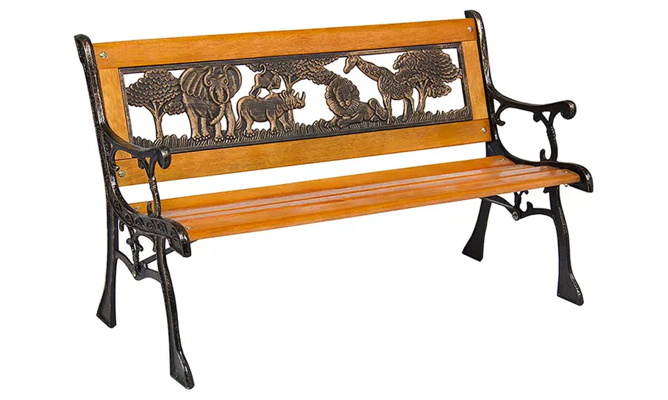 Kids Mini Sized Outdoor Hardwood Patio Park Bench - Primary Image