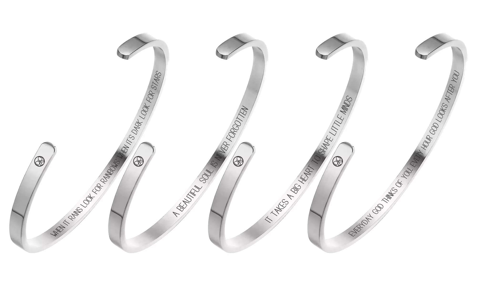 Stainless Steel Stack-able Inspirational Cuff Bracelet By Pink Box - Primary Image