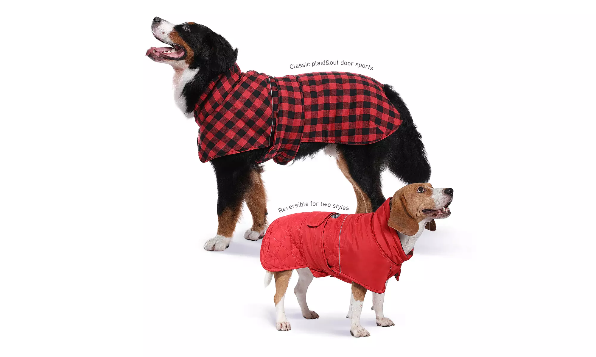 Water-Repellent Reversible Dog Winter Coat with Warm Secure Belt