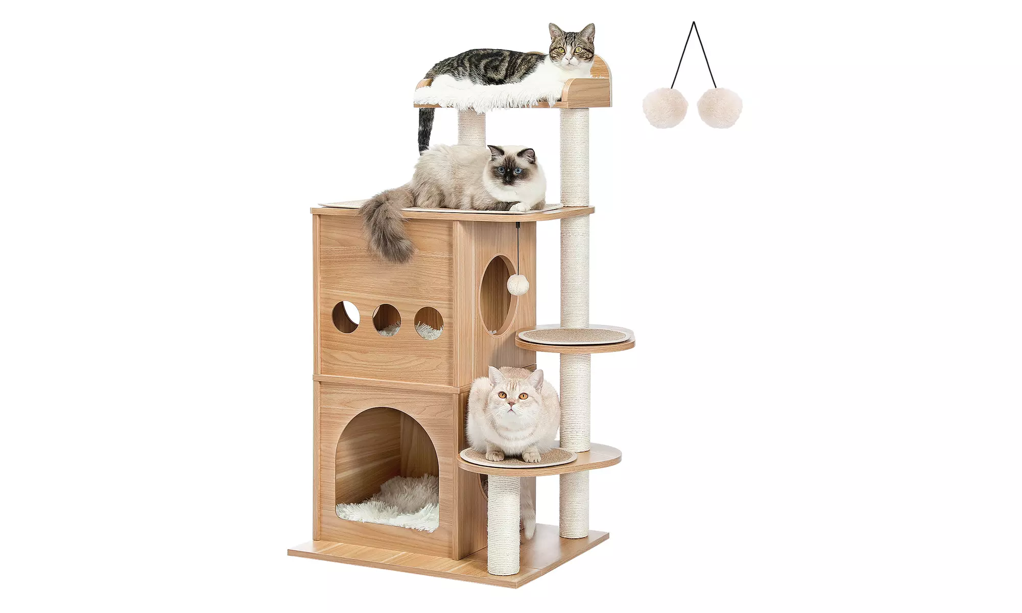 45.4" Wooden Luxury Cloudy Cat Tree - Primary Image