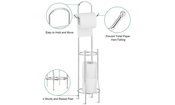 Ecooe Bamboo Freestanding Toilet Paper Holder Storage Roll Holder Ideal For 5 Toilet Paper Rolls Stand And Organizer 2 In 1 Space Saving Without Drilling 72 Cm Ecooe