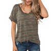 Image 2: Women's Shirts Tops Casual Stripes Short Sleeve Loose Blouse Tunics