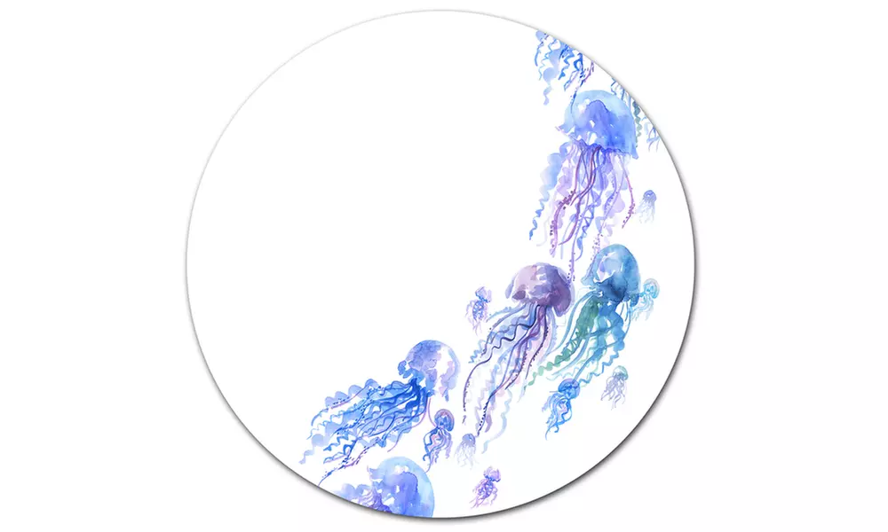 Moving Jellyfish Group' Ultra Vibrant Abstract Metal Circle Wall Art - Second Medium