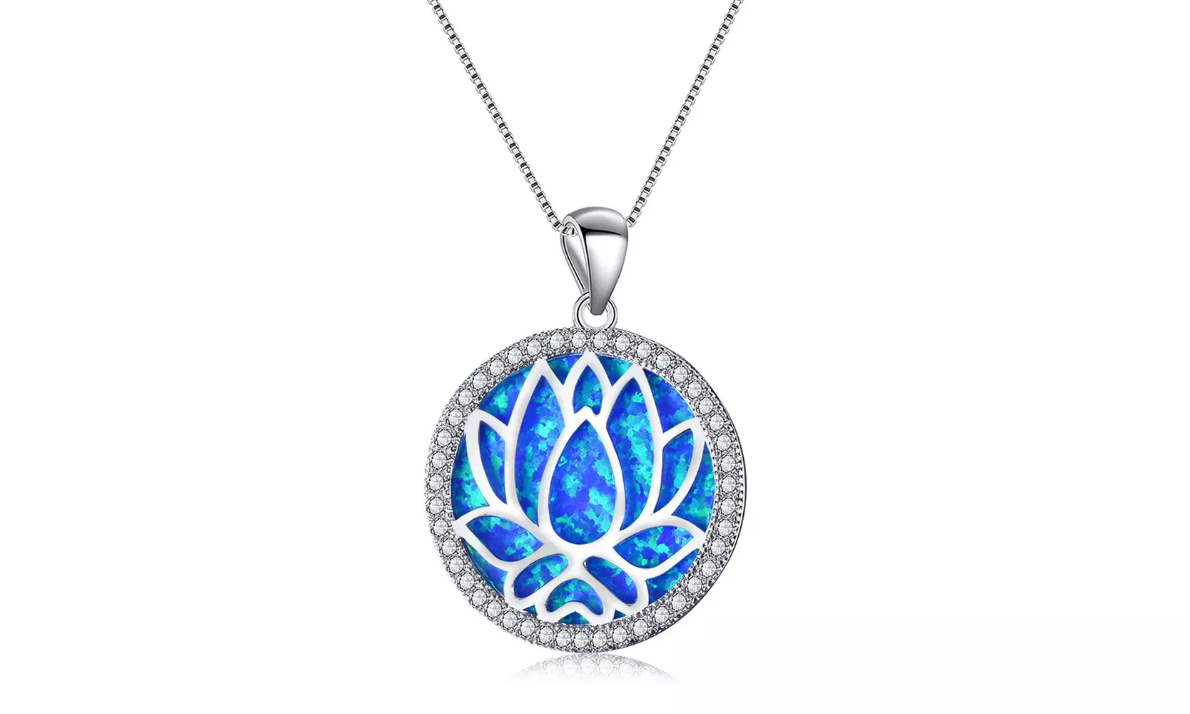 Sterling Silver Fire Opal Flower Pendant Necklace - Primary Image