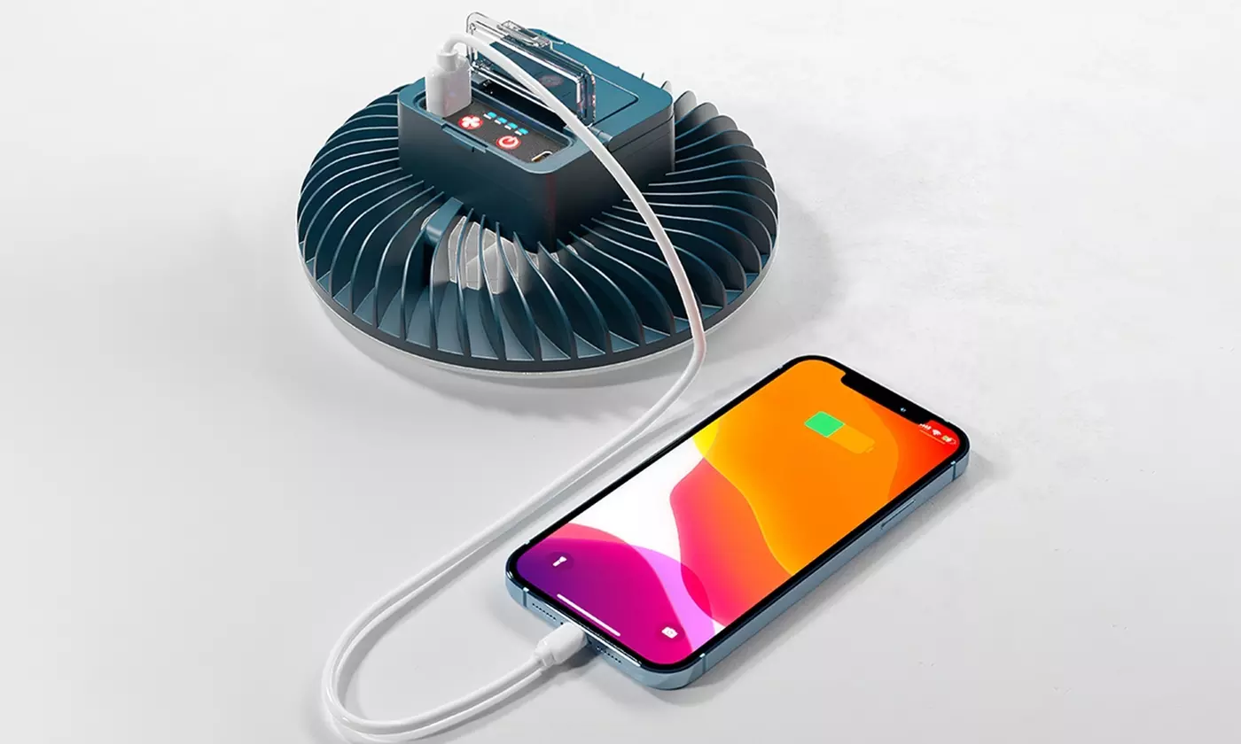 LakeForest 3-In-1 Camping LED Fan Lantern Hanging Tent Light Power Bank
