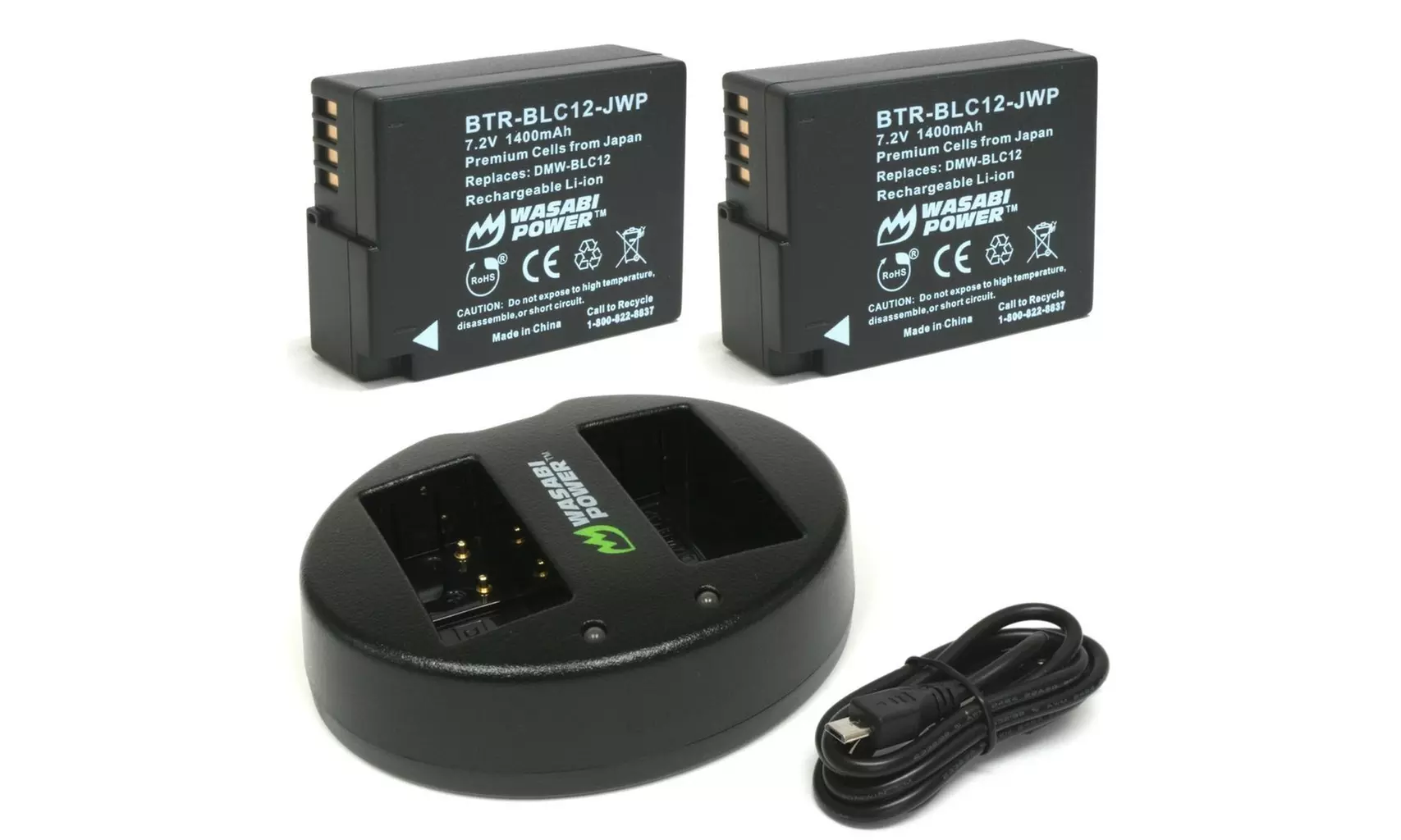 Wasabi Power Battery (2-Pack) and Dual USB Charger for Panasonic DMW-BLC12 - Primary Image
