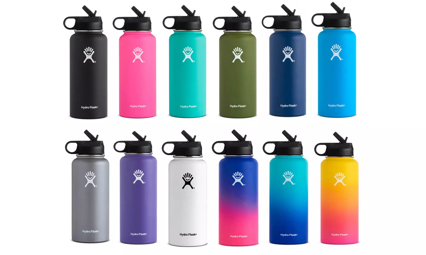 Hydro Flask Wide Mouth Water Bottle with Straw Lid 32oz, 40oz - Primary Image