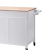 Image 9: Rolling Kitchen Cart Island Wood Top Storage Trolley Cabinet Utility Modern