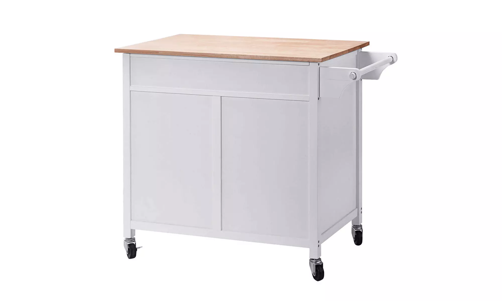 Rolling Kitchen Cart Island Wood Top Storage Trolley Cabinet Utility Modern