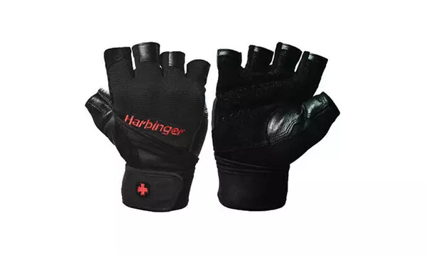 2 outlet PAIR Harbinger 140 Pro Wrist Wrap Weight Lifting Gloves Black Size Medium