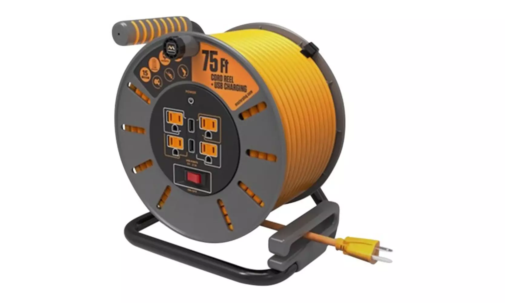 Pro-XT Masterplug Extension Cord Open Reels with AC & 2.1A USB Charging Ports - Primary Image