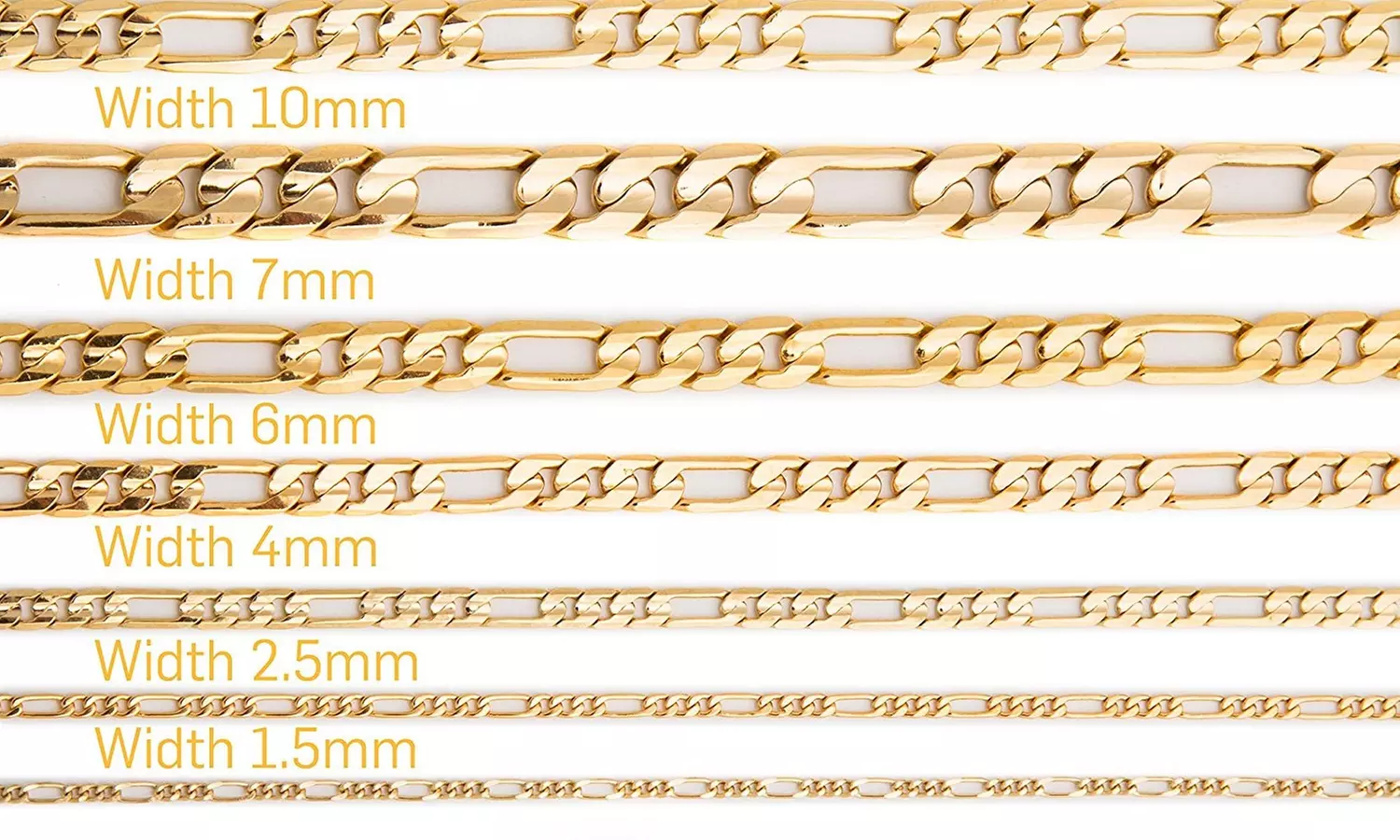 18K Solid gold 3.5MM Figaro Chain  - Second Medium