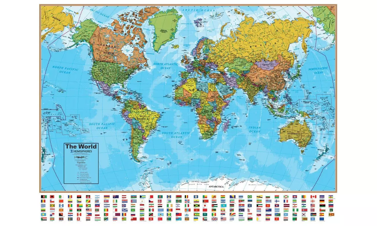 Round World Products RWPHM01 Hemispheres Laminated Map World - Primary Image