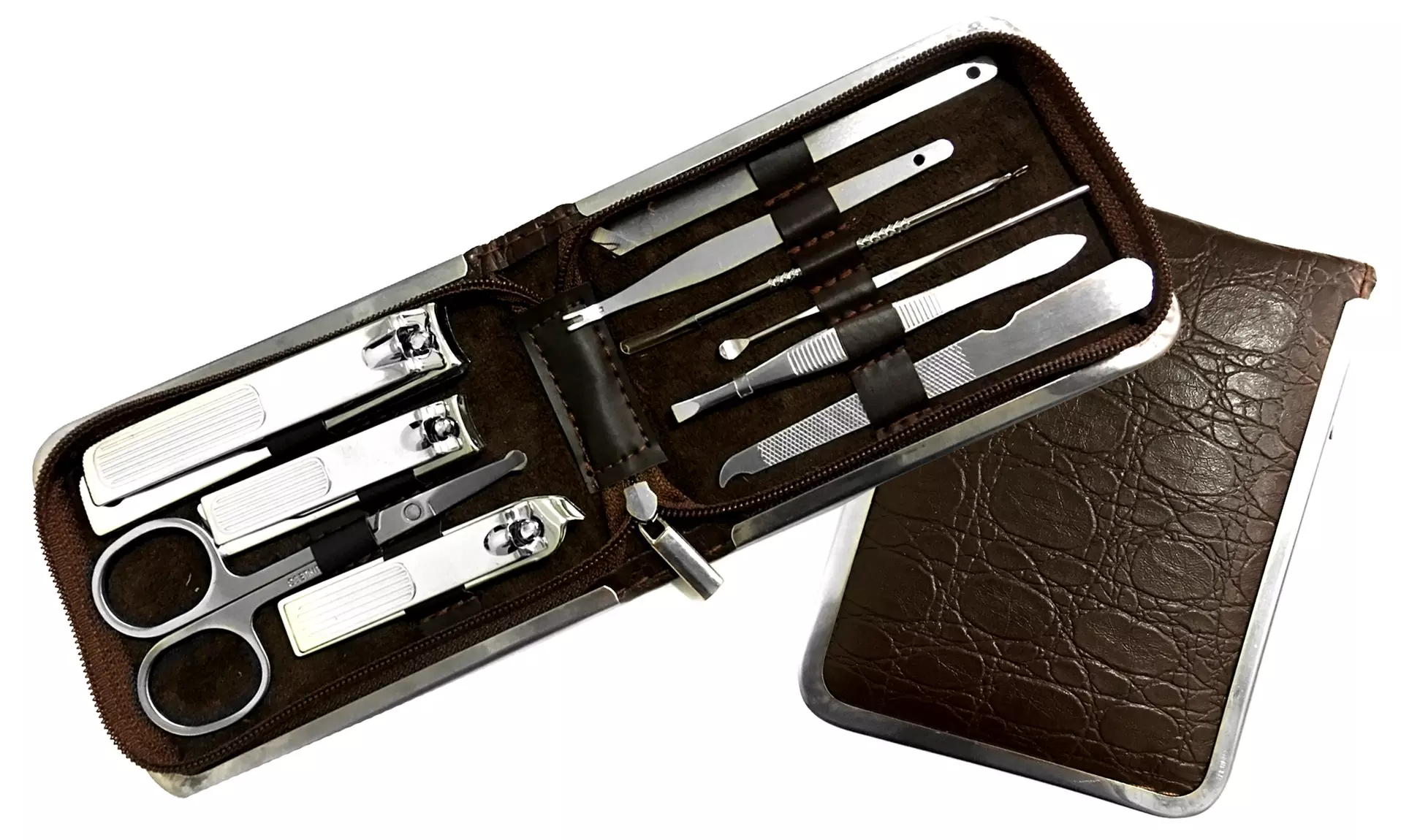 Stainless Steel Manicure and Pedicure Set with Compact Case - 10 Piece - Second Medium