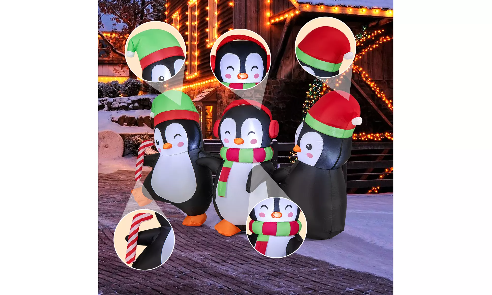 Costway Inflatable Christmas Santa Claus Helicopter Snowman Penguin Lights