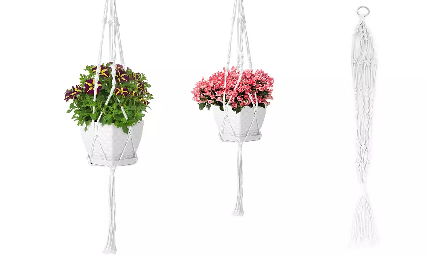 LakeForest Cotton Hanging Rope Basket Flowerpot Plant Hangers (2-Pack)