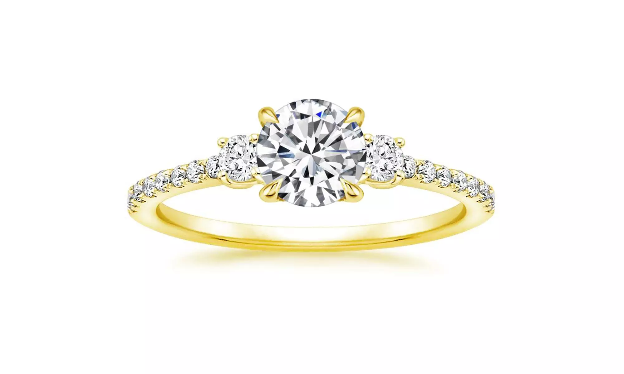 Sterling Silver Round-cut Swarovski, Crystal studded 3 Stone plus Ring for Women
