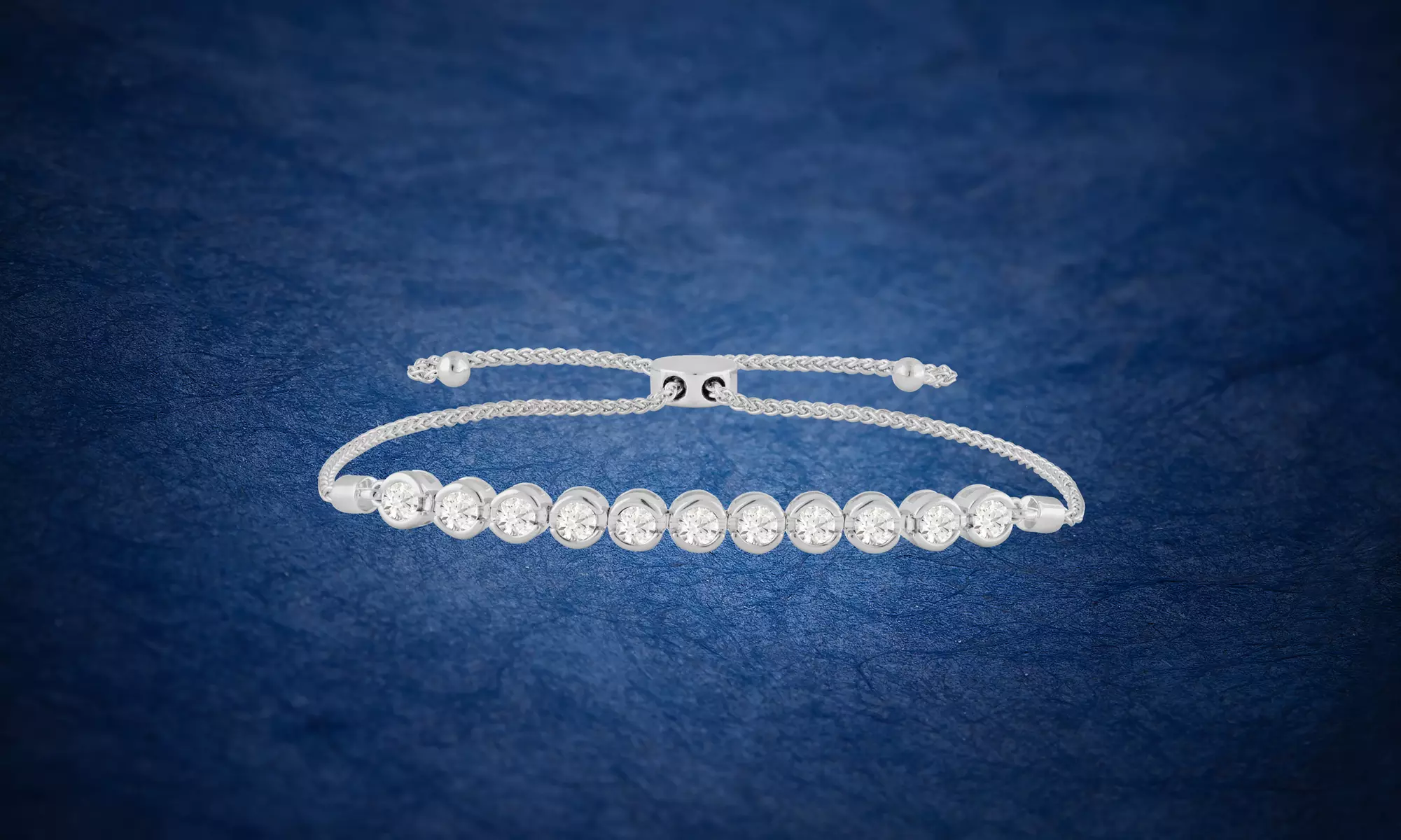 1/2 CTTW Round Diamond Bolo Bezel Set Bracelet in Sterling Silver By DiamondMuse - Primary Image