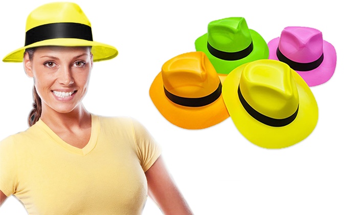 neon fedora party hats