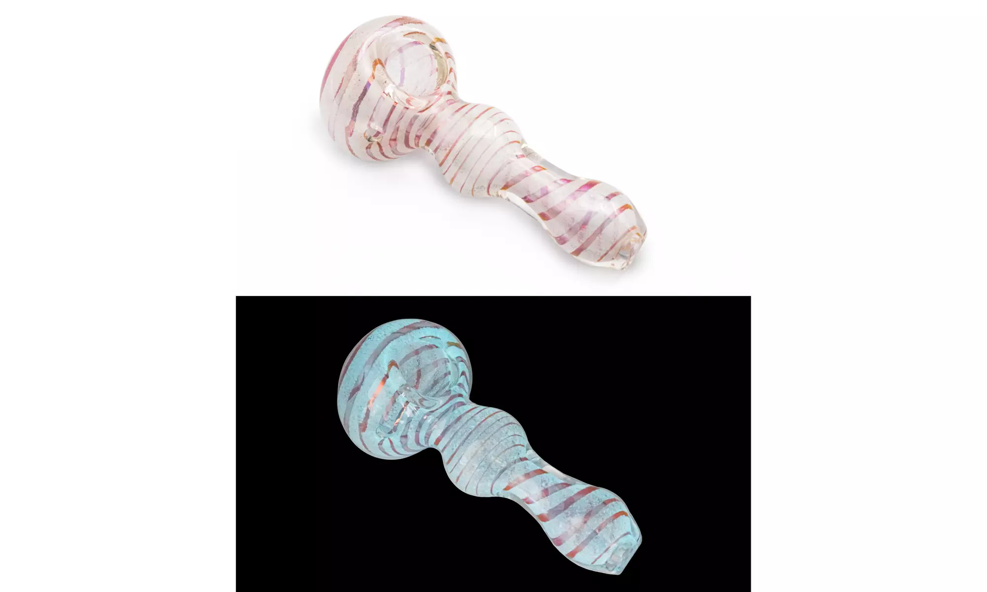 Rose Gold Glow-in-the-dark Glass Hand Pipe - Primary Image