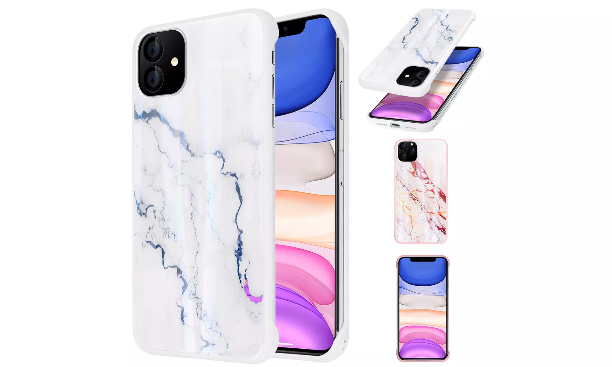 AICase Shockproof Silm MarbleTempered Glass Case For iPhone 11/11 Pro/11 Pro Max - Primary Image