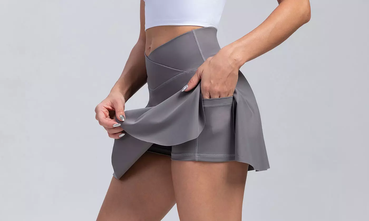 Women High Waist Tennis Skirts with Pockets Built-in Shorts for Pickleball