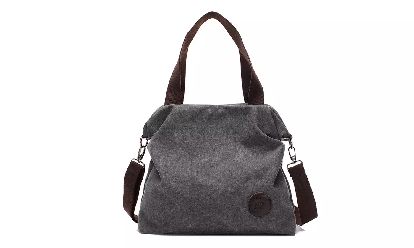 Women Retro Multi-pocket Canvas Shoulder Bag Handbag Tote Purse