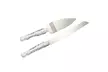Silver Cake Server Set - Stainless Steel Wedding Knife,  Ribbon Wrapped Handle - Second Medium