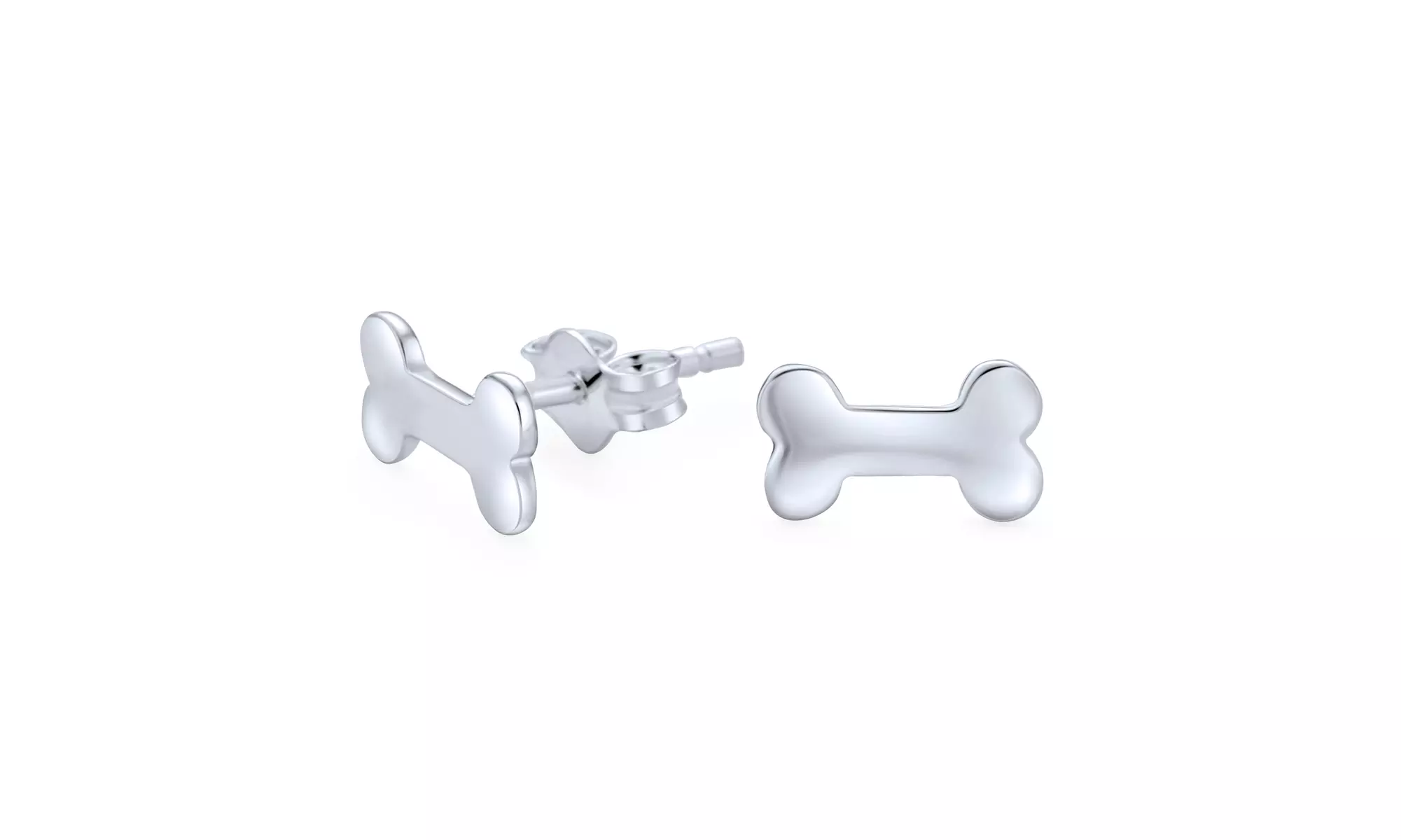 Bling Jewelry 925 Silver Petite Puppy Dog Bone Kids Stud Earrings - Primary Image