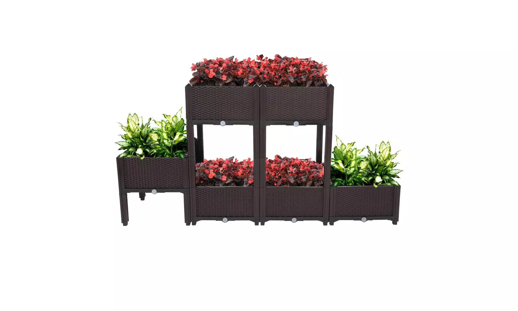6Pcs Free Planting Boxes for Garden, Splicing Injection Planting Box Brown - Primary Image