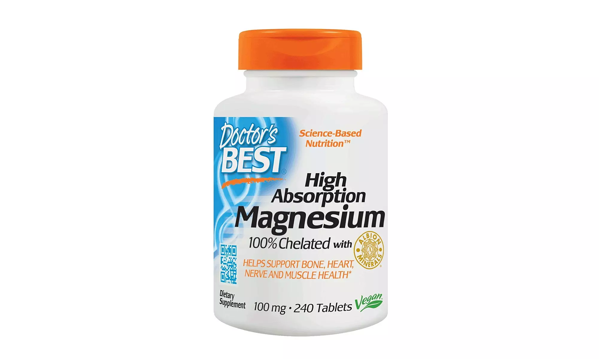 Doctor's Best High Absorption Magnesium Glycinate Lysinate 100 mg, 240 Tablets - Primary Image
