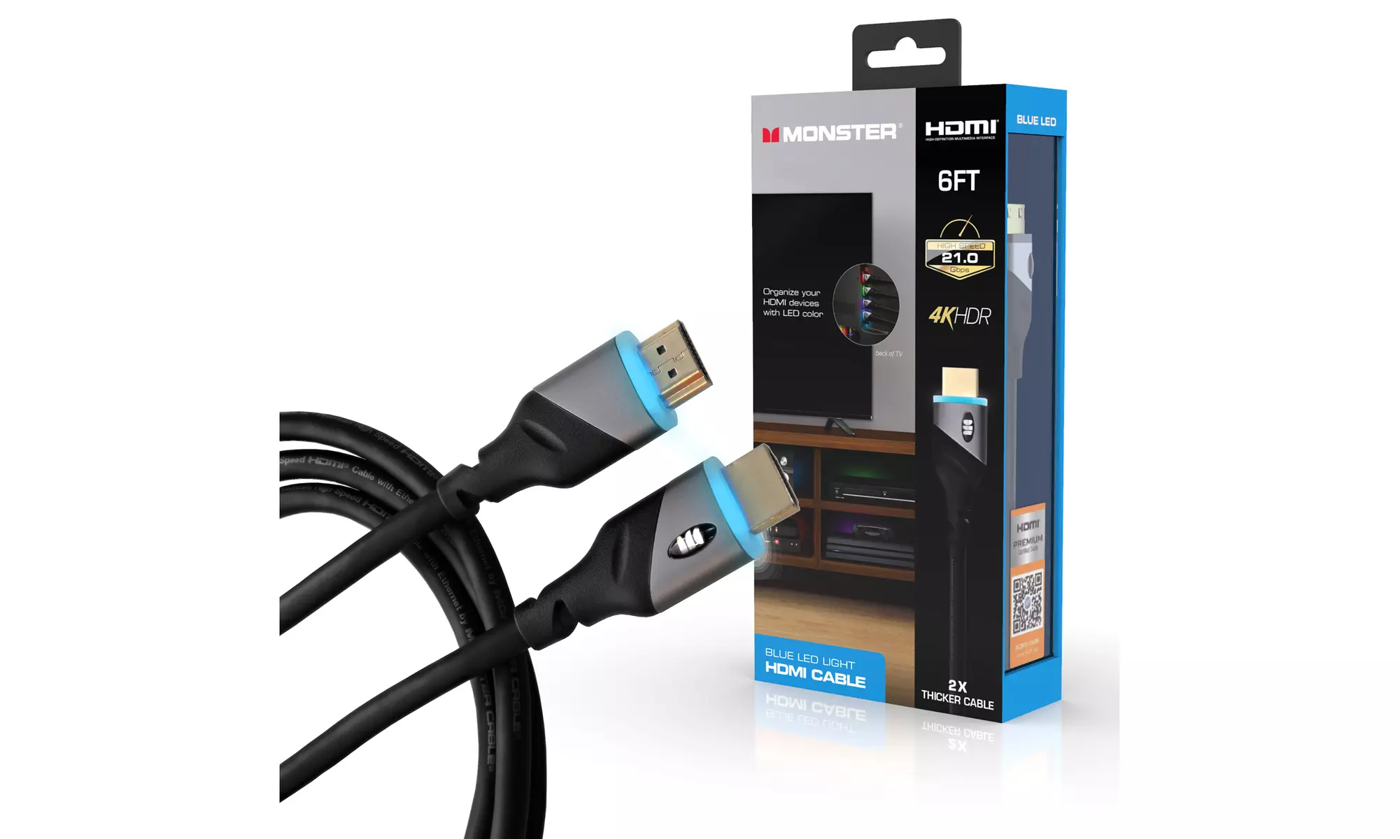 Monster 6 foot HDMI Cable - Blue LED Light - Primary Image