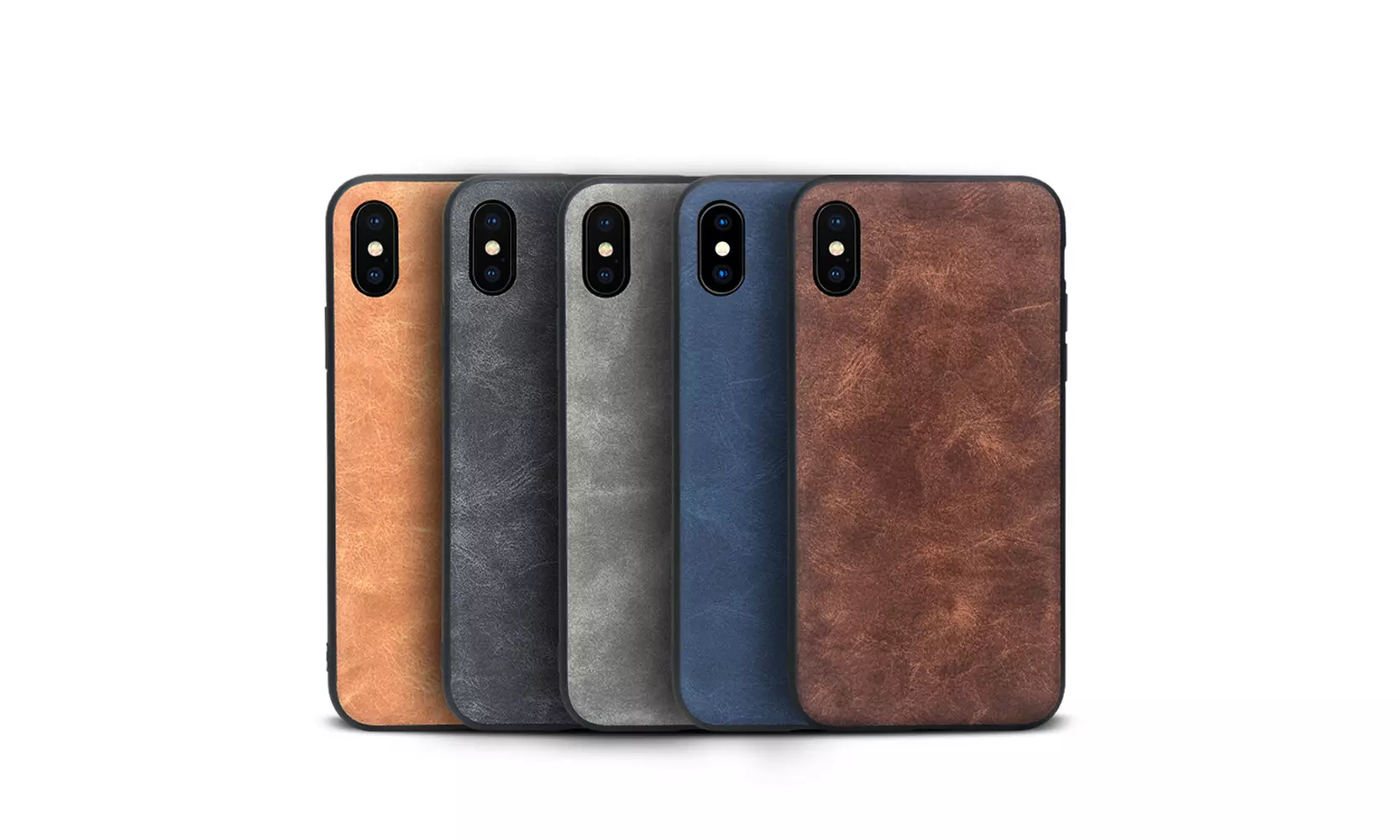 Slim Vintage Leather TPU & PC Shockproof Back Case Cover For iPhone XS MAX XR X - Primary Image